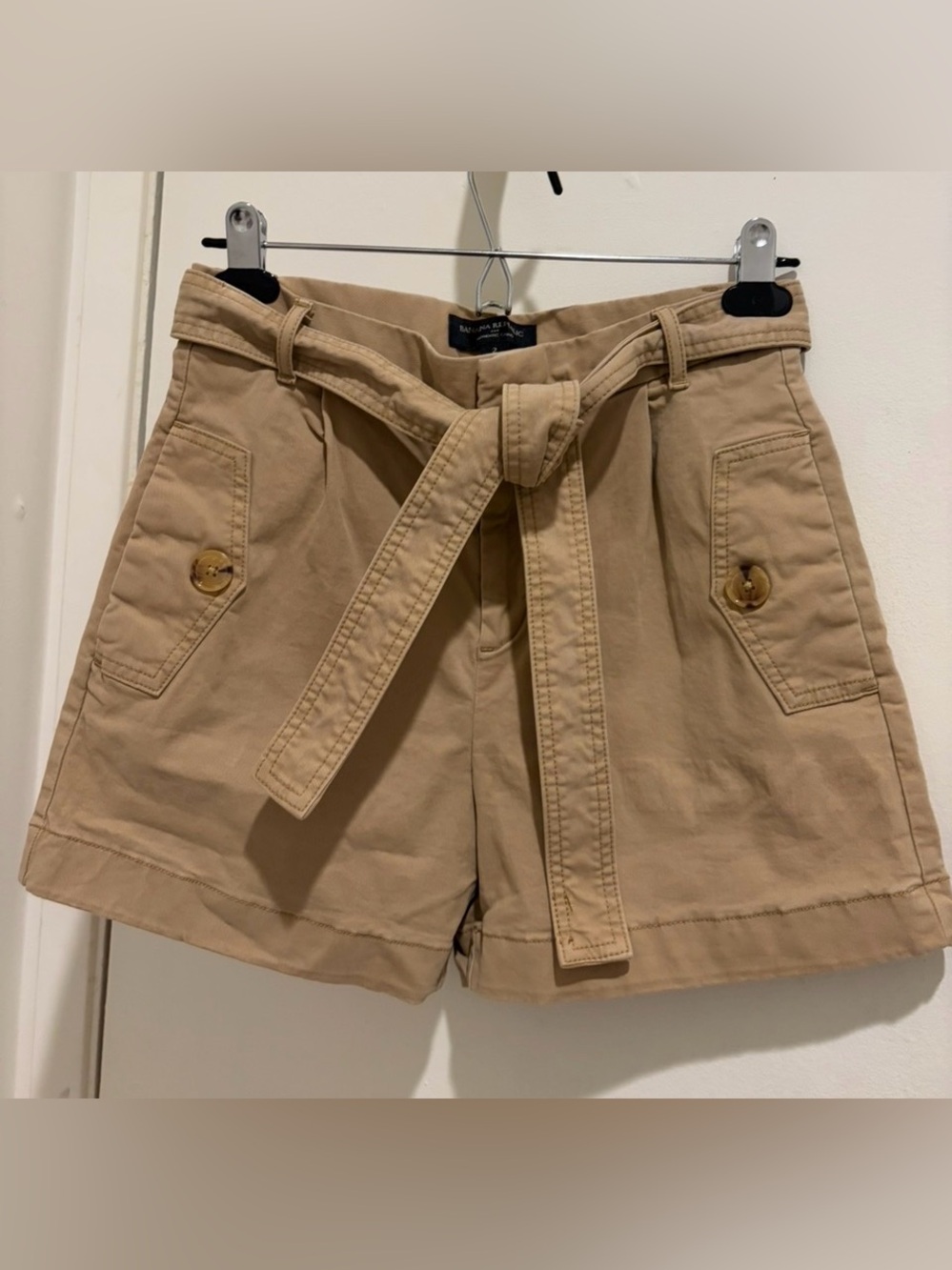 Banana Republic Khaki Tie-Belt Utility Bermuda Shorts